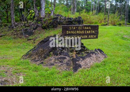 Lava Tree State Monument on the slopes of the Kilauea volcano in the southeast of the Big Island of Hawaii, United States Stock Photo