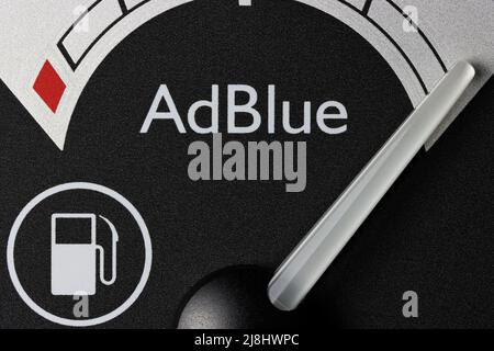 AdBlue fuel gauge in truck dashboard - full. AdBlue is a registered the trademark of the German Association of the Automotive Industry (VDA). Stock Photo