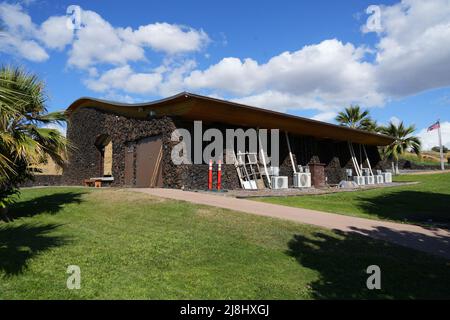 Visitor Center of the Pu'ukohola Heiau National Historic Site on the Big Island of Hawai'i in the Pacific Ocean Stock Photo