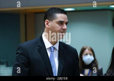 Brussels, Belgium. 16th May, 2022. Malta's Foreign Minister Ian Borg arrives for a Foreign Affairs Council (FAC) meeting at the EU headquarters in Brussels, Belgium on May 16, 2022. Credit: ALEXANDROS MICHAILIDIS/Alamy Live News Stock Photo