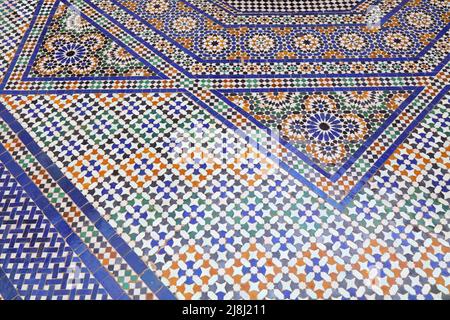 Marrakech city landmark in Morocco. Dar Si Said Moroccan floral mosaic. Stock Photo