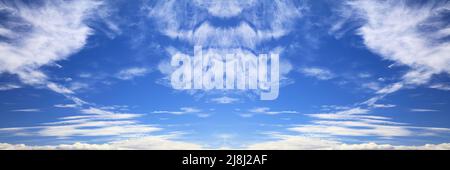 White clouds blue sky background. Sky panoramic background. Stock Photo
