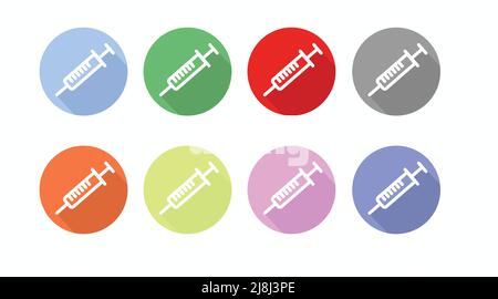 Vector Isolated Illustration of a Syringe. Different Color Syringe Icons Stock Vector