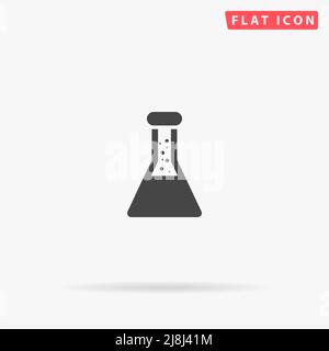 Flask flat vector icon. Hand drawn style design illustrations. Stock Vector