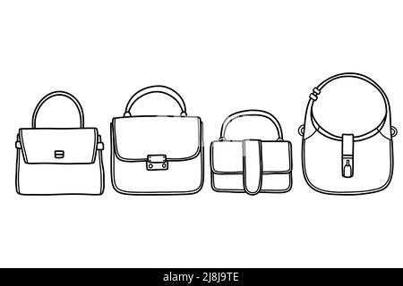 Bags set doodle and simple vector illustration Stock Vector