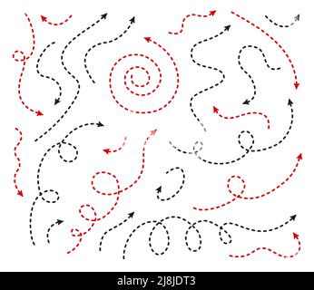 Big Set Arrows and directions signs. thin dash line with arrow. Stock Vector