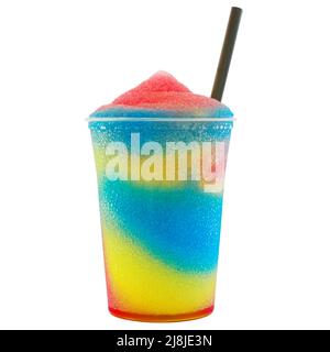 Colored slush ice in a cup, isolated Stock Photo