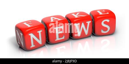 Red letter cubes FAKE NEWS Stock Photo