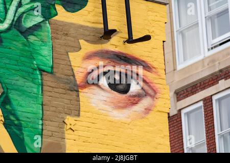 Dubuque, Iowa - United States - May 2nd, 2022: Downtown mural "Ada Hayden" by artist Gaia in Dubuque, Iowa. Stock Photo