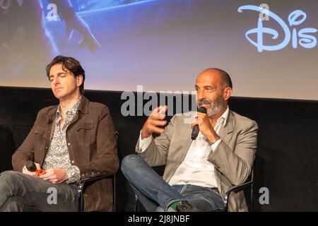 Rome, Italy - May 16, 2022: Interview with the Italian actors Giampaolo Morelli and Jonis Bascir, voice actors of the film 'Cip e Ciop Special Agents'. Stock Photo