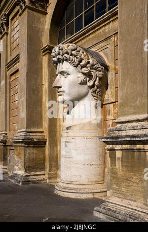 Bust of Caesar Augustus on the Cortile della Pigna in the Vatican Museums Vatican City Rome Italy Stock Photo