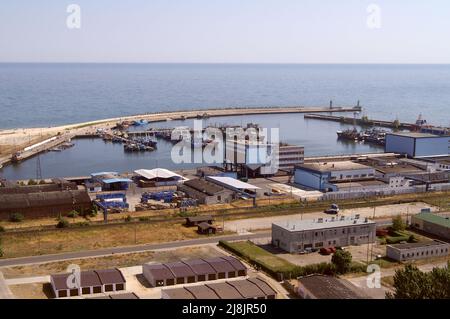 Władysławowo, Pomorze Gdańskie, Poland, Polen, Polska; Bird's-eye view of the small port; Vogelperspektive auf den kleinen Hafen; mały port rybacki Stock Photo