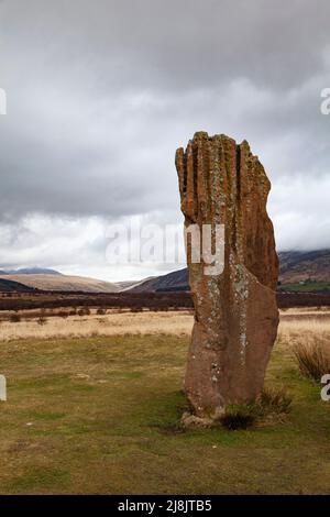 Machrie Moor Standing Stones, Isle of Arran, Scotland: believed to date to late Neolithic or Early Bronze Age. Some stand approx 4.5 metres high Stock Photo