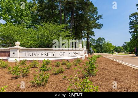 Oxford, MS - May 2022: University of Mississippi, Ole Miss, entrance sign. Stock Photo