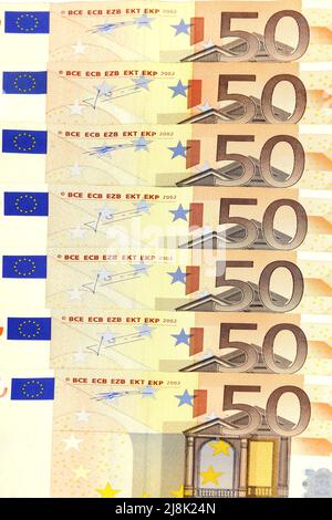 50 Euro bills, fanned Stock Photo