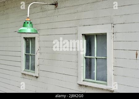 Green lamp at old residence, USA, California, San Francisco, Alcatraz Island Stock Photo