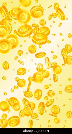 European Union Euro coins falling. Original scattered EUR coins. Europe money. Interesting jackpot, wealth or success concept. Vector illustration. Stock Vector