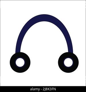 Vector headphones icon. Black symbol silhouette isolated on modern gradient background Stock Vector