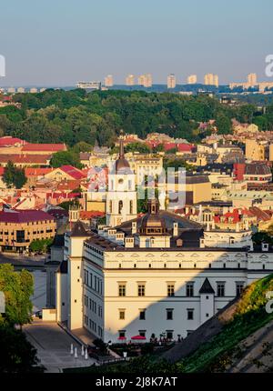 Palace of the Grand Dukes at sunrise, elevated view, Vilnius, Lithuania Stock Photo