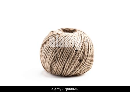 Rolled  jute twine isolated on white Stock Photo