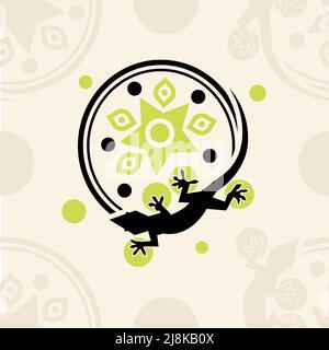 Seamless pattern with house lizard. Stock animal pattern. Design for wall decoration, postcard, poster, brochure, shirt, etc Stock Vector