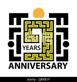 Nine years Anniversary icon. Stock icon for pattern, seamless, postcard, poster, brochure, etc. Vector Illustration on white background. Stock Vector