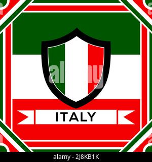 Seamless pattern with Italian flag and shield. Stock flag pattern. Design for wall decoration, postcard, poster, brochure, shirt, etc Stock Vector