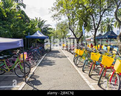 Kuala Lumpur, Malaysia - May 13,2022 : Bike rental for public in Titiwangsa Lake Gardens, it is a recreational park with a large lake. Stock Photo