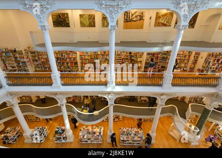 Cărturești Carusel library interior in Bucharest. Carturesti Carusel is a famous bookstore in Romania. Stock Photo