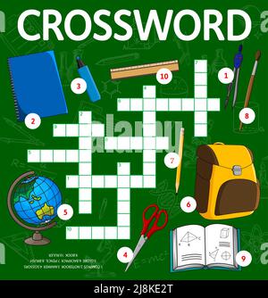 School education items word search puzzle game vector worksheet. Quiz ...