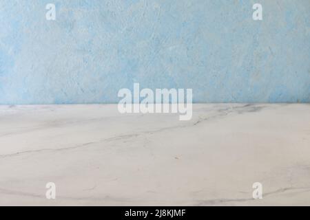 Background texture is blue and white for food and product photography. Stock Photo