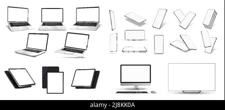 Mock-ups gadgets set. Realistic Smartphone set and gadgets Stock Vector