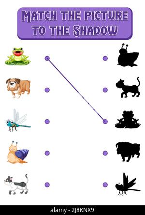 Game template for shadow matching dogs illustration Stock Vector Image ...