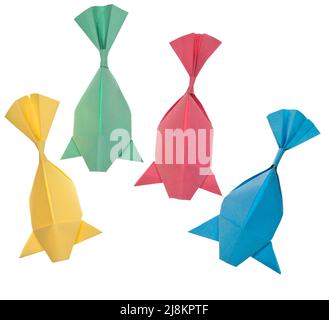 Origami fish isolated on white background Stock Photo