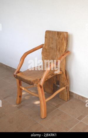 Hand crafted wooden chair, designed and made in the Kingdom of Bahrain Stock Photo