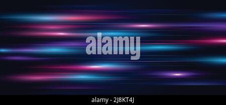 Modern abstract high-speed light effect. Abstract background with beams of light. Technology futuristic dynamic motion. Movement pattern for banner. Stock Vector