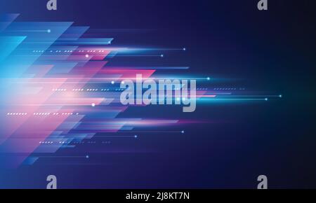 Modern abstract high-speed light effect. Abstract background with beams of light. Technology futuristic dynamic motion. Movement pattern for banner. Stock Vector