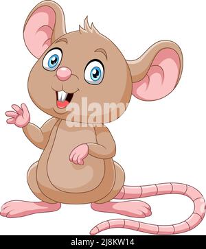 Cute mouse cartoon waving hand Stock Vector