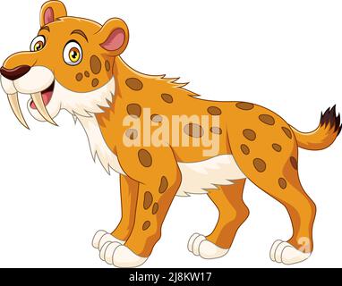 Cartoon sabretooth on white background Stock Vector