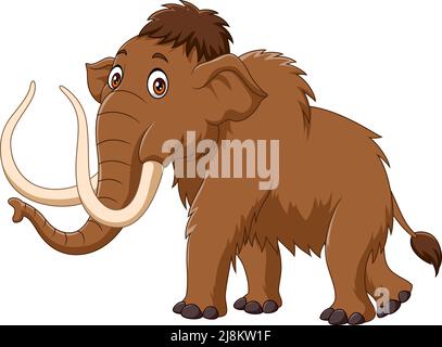 Cartoon mammoth isolated on white background Stock Vector