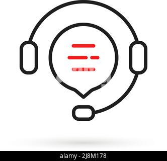 black lineart hotline simple icon Stock Vector