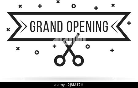 grand opening with thin line scissors Stock Vector