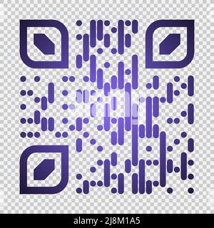 Vector QR code sample for smartphone scanning isolated on transperant background. Stock Vector