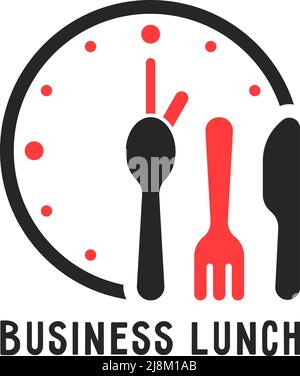 simple cartoon business lunch logo Stock Vector