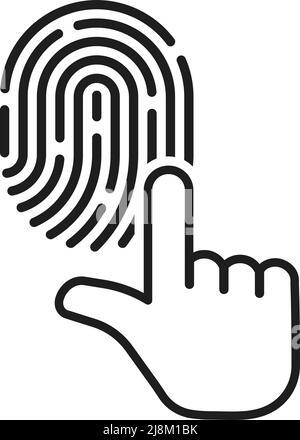 black thin line hand with finger print Stock Vector
