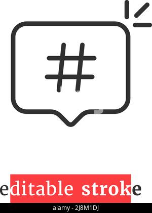 minimal editable stroke hashtag icon Stock Vector
