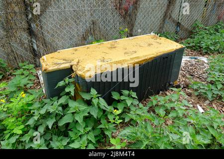 Discarded old broken fridge, Berlin, Germany Stock Photo