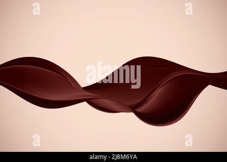 Abstract wave color chocolate background. Dark brown creamy chocolate, design element with wavy silk texture. Vector illustration. Stock Vector