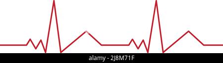Heart pulse - curved red line on white background, medical tests ...