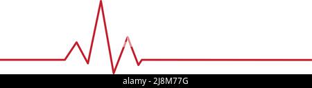 Heart pulse - curved red line on white background, medical tests ...
